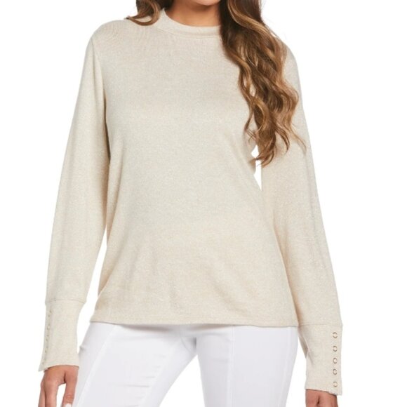 Rafaella Mock Neck Snap Cuff Sweater - Picture 10 of 10